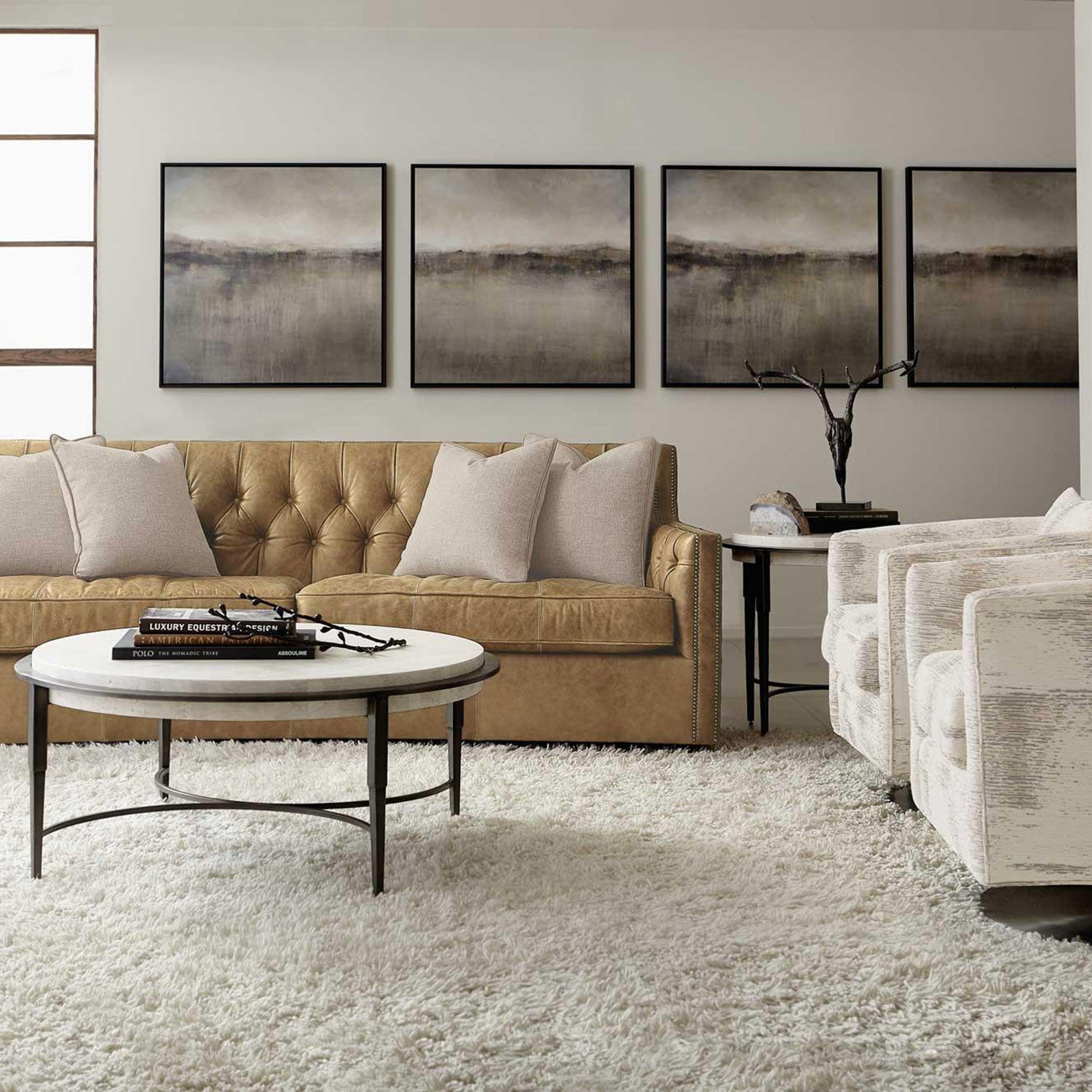 Bernhardt Living Candace Leather Sofa