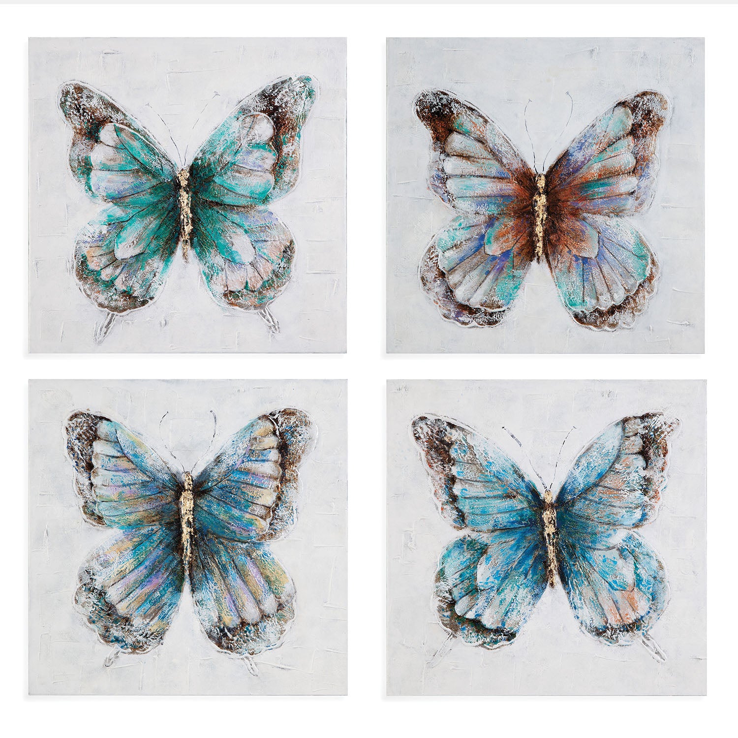 Bassett Mirror Metallic Butterflies Framed Canvas Set of 4
