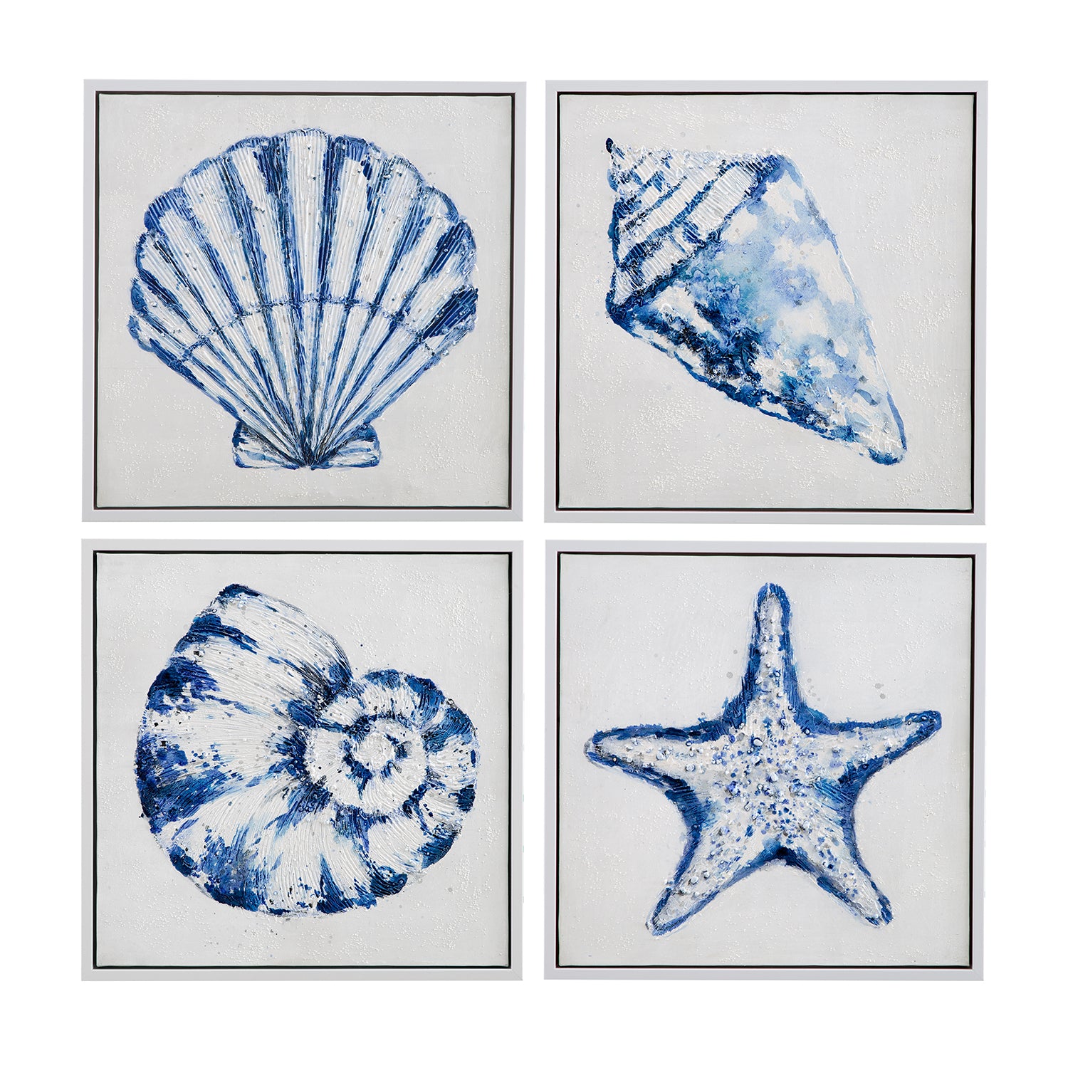 Bassett Mirror Shells Framed Canvas Art Set of 4