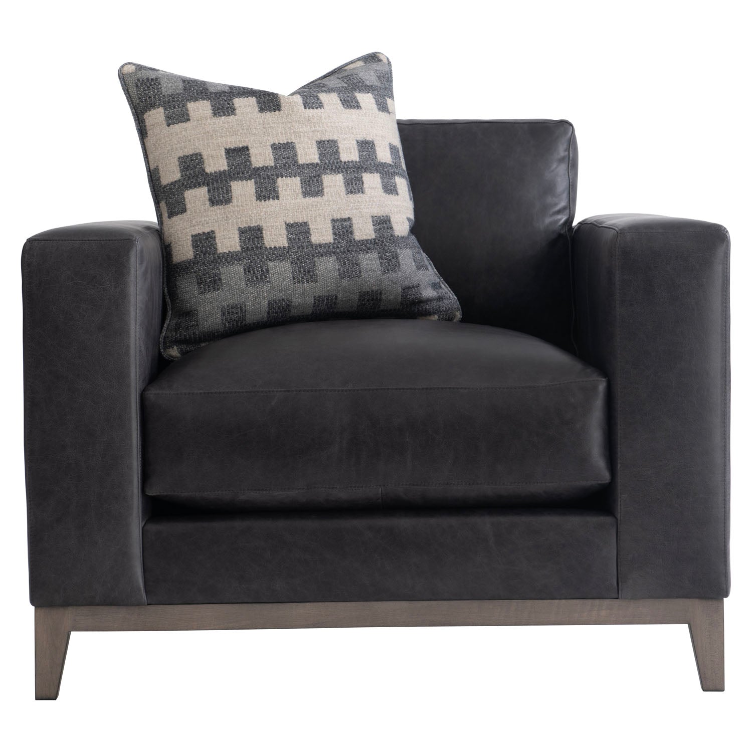 Noel Leather Chair in Grey, styled in a living room