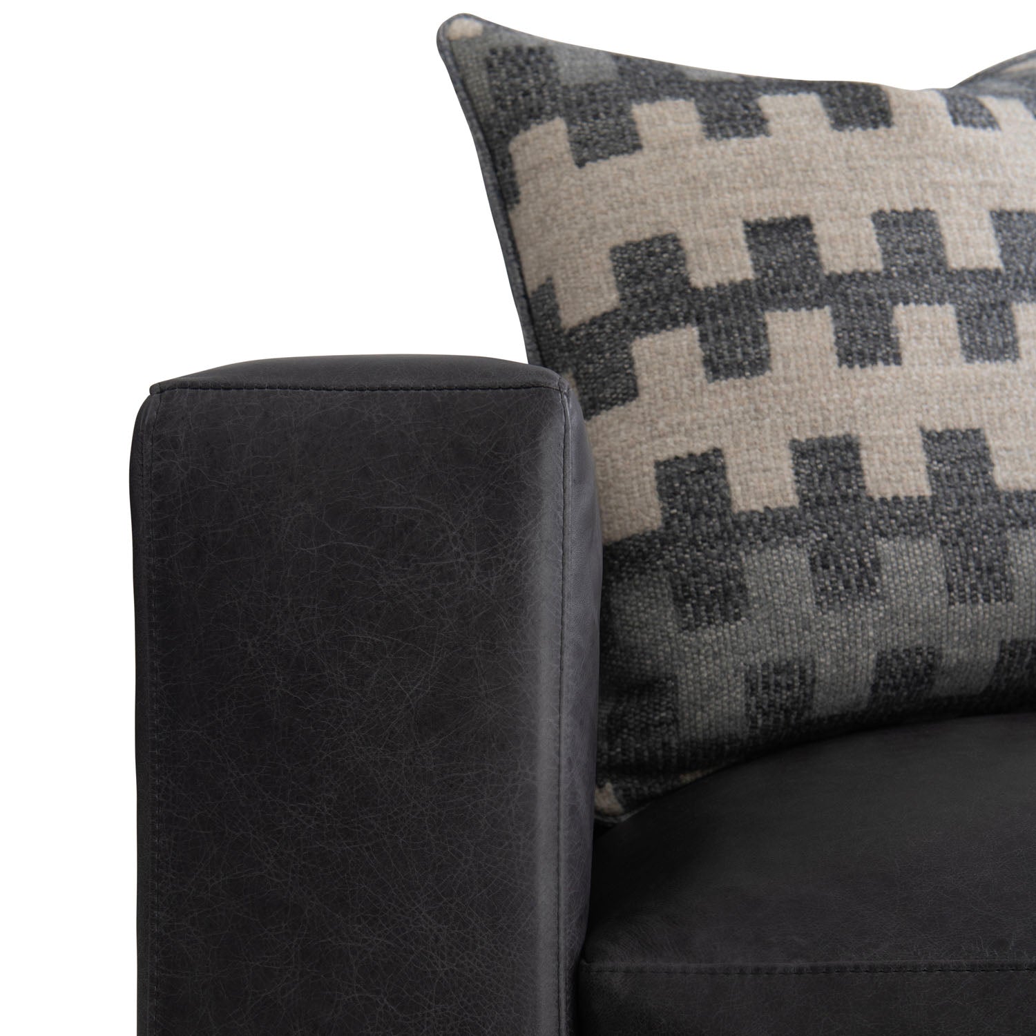 Noel Leather Chair in Grey, full profile view