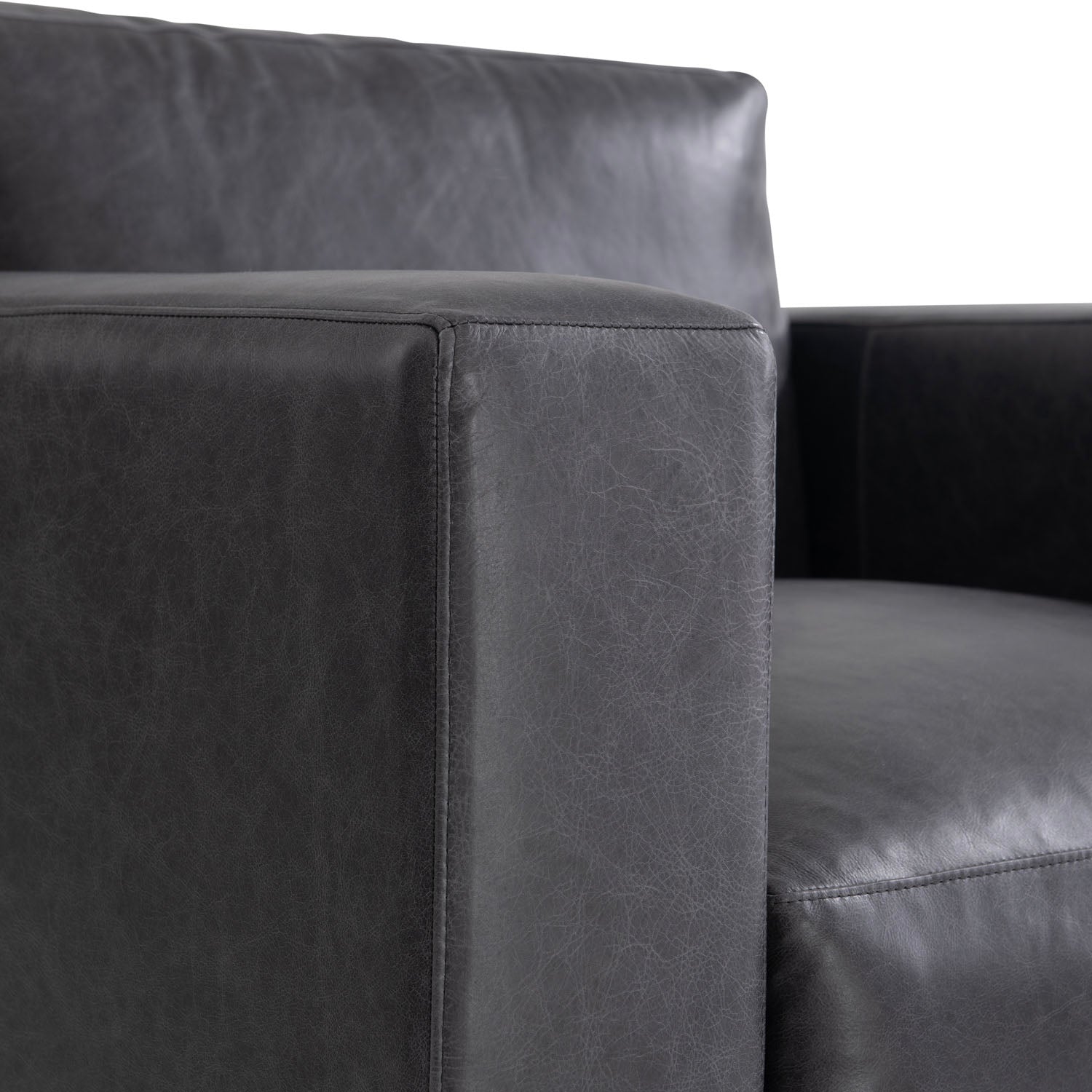 Noel Leather Chair in Grey, overhead detail