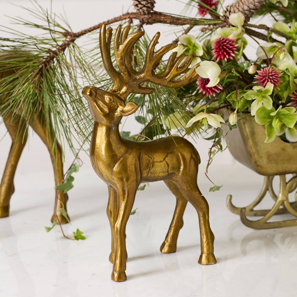 Winter Sleigh Deer Figurine