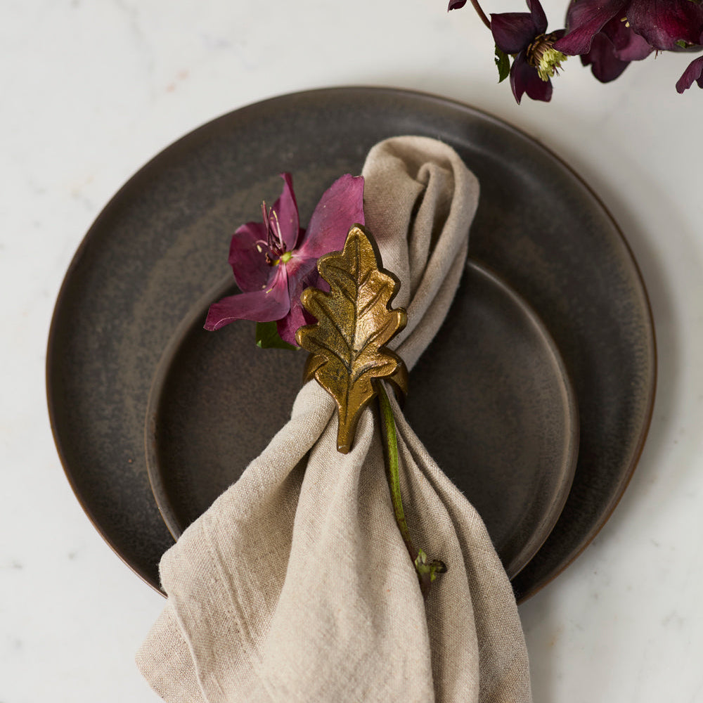 English Oak Leaf Napkin Ring Set of 6