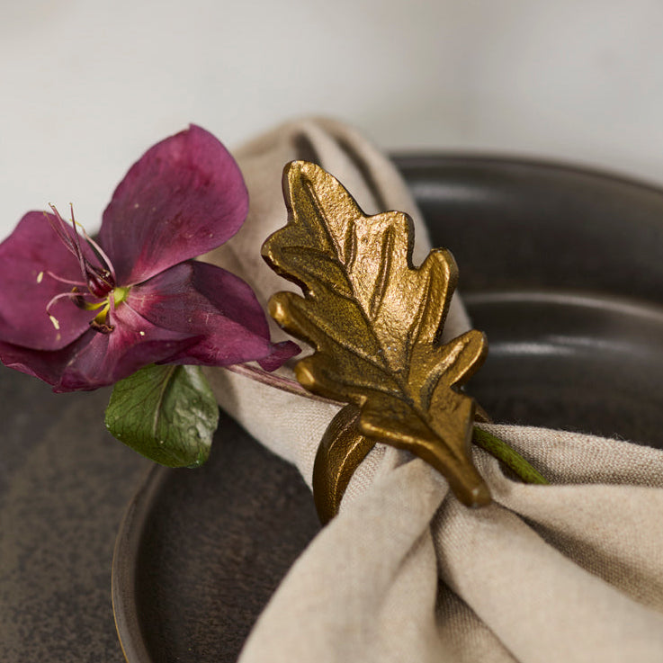 English Oak Leaf Napkin Ring Set of 6