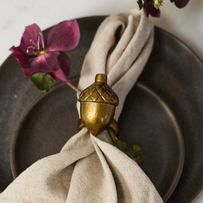English Oak Acorn Napkin Ring Set of 6