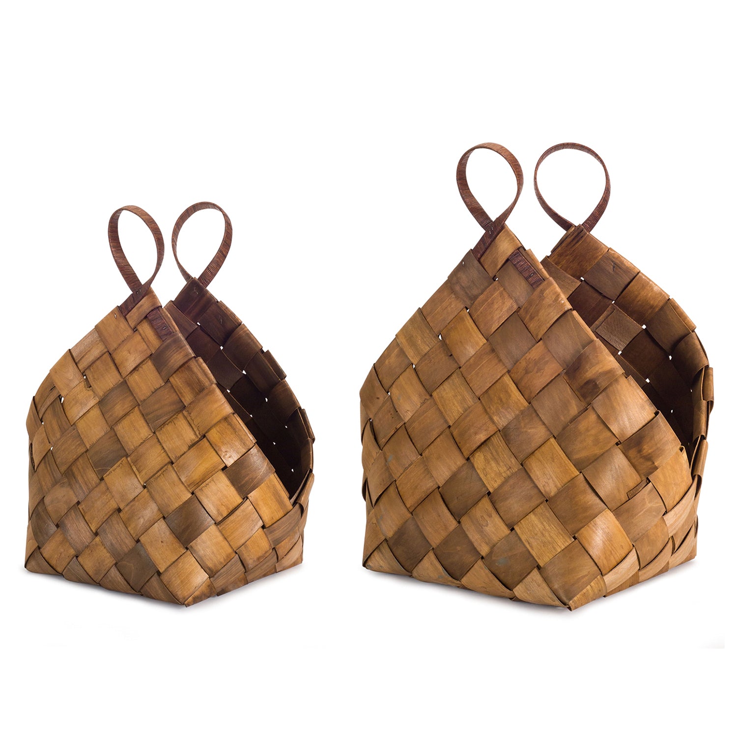 Woven Metasequoia Wood Basket with Handles Set of 4