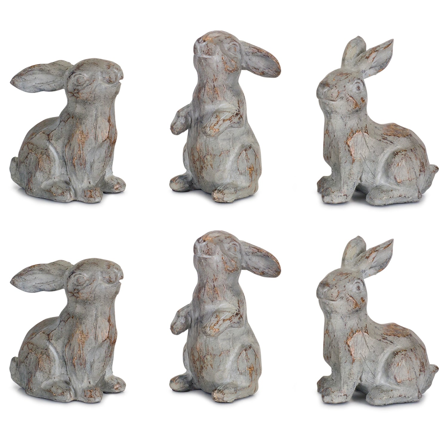 Washed Stone Garden Rabbit Figurine Set of 6