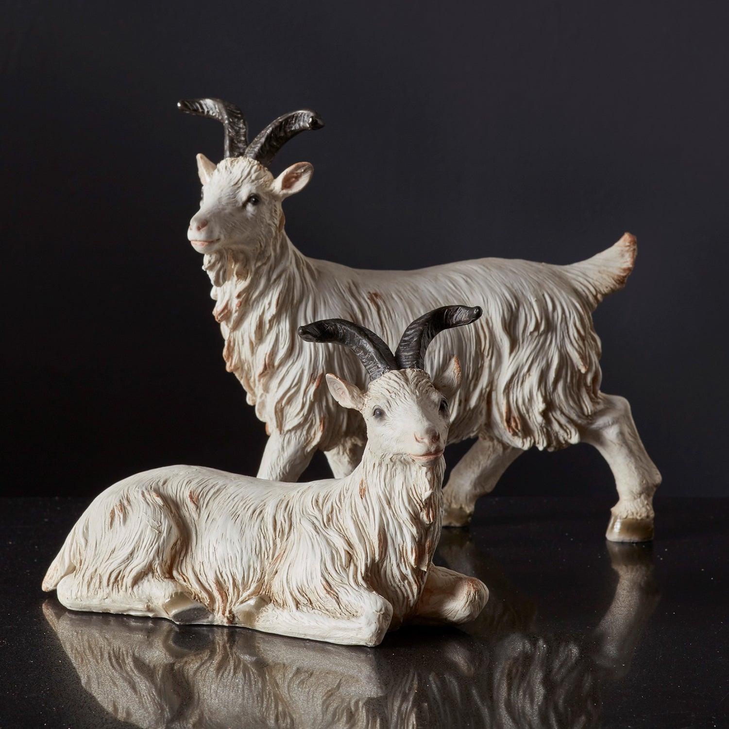 Rustic Mountain Goat Figurine Set of 2