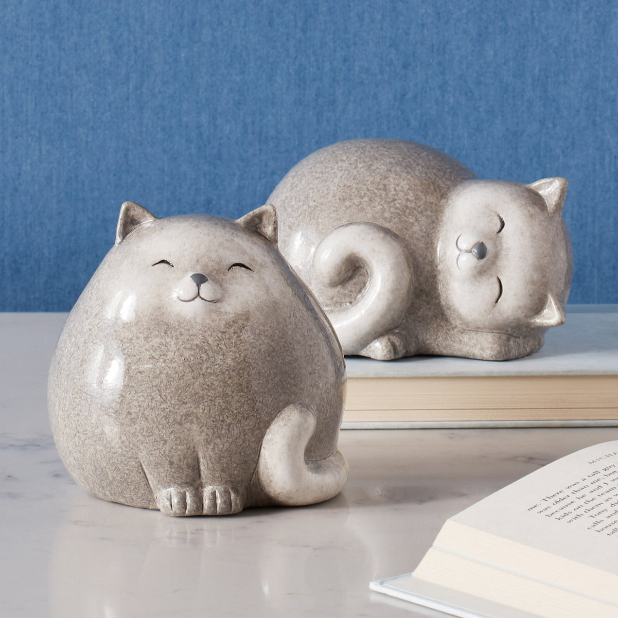 Happy Terra Cotta Cat Shelf Sitter Set of 4