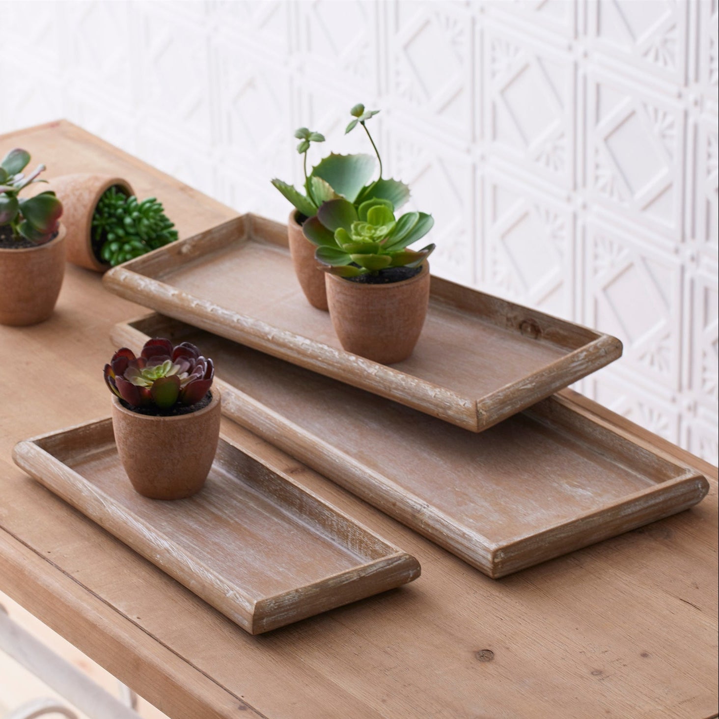 Natural Wooden Nesting Tray Set of 6