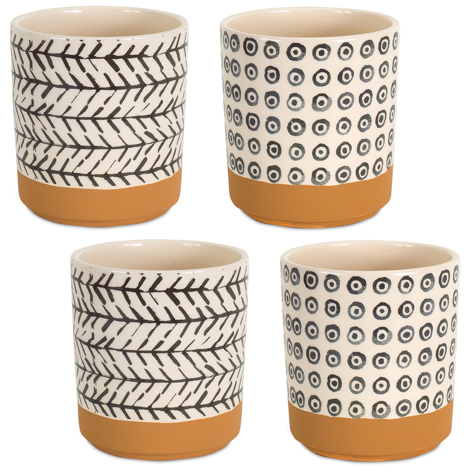 Geometric Pot with Terra Cotta Accent Set of 4