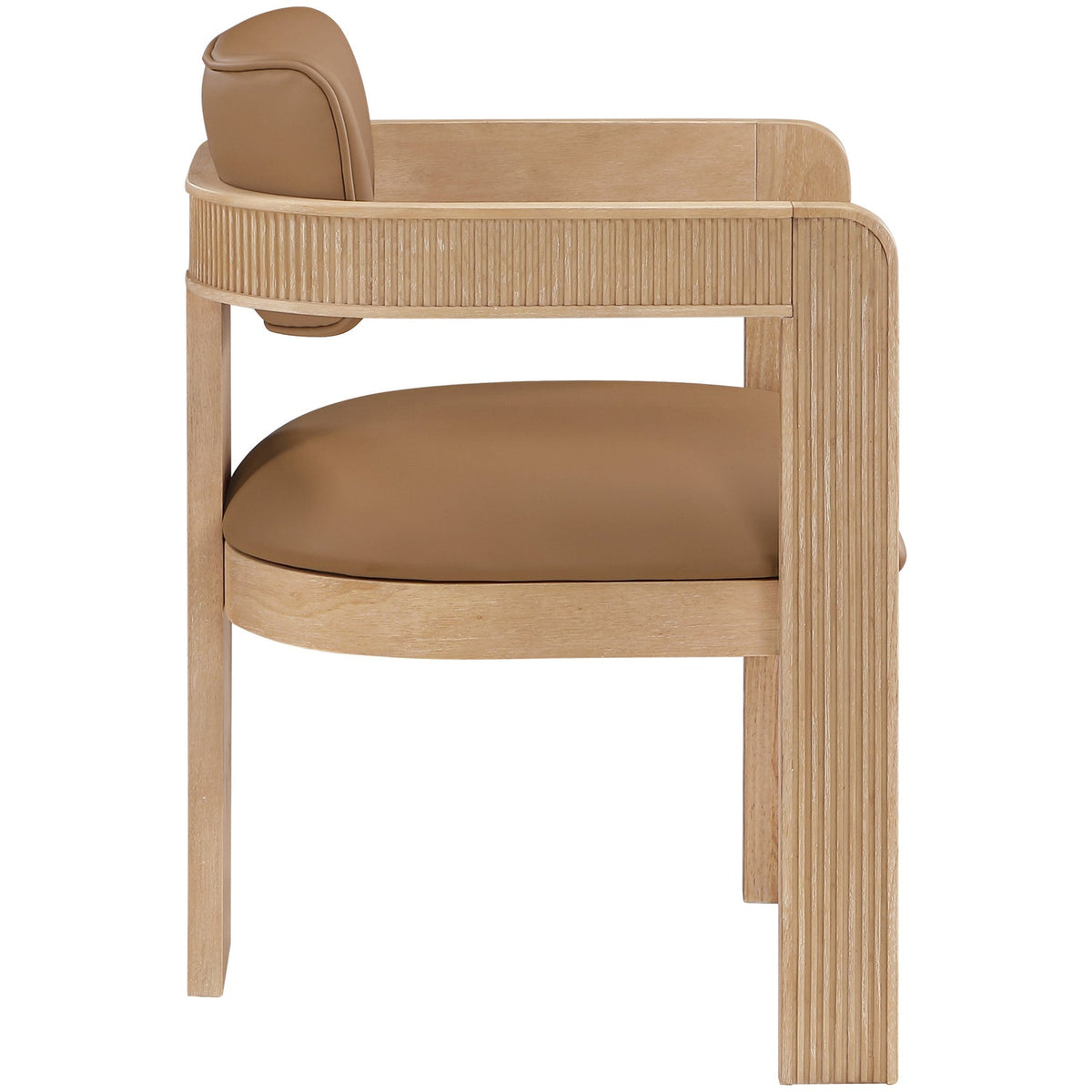 Sacha Cognac Vegan Leather Upholstered Dining Chair Set of 2