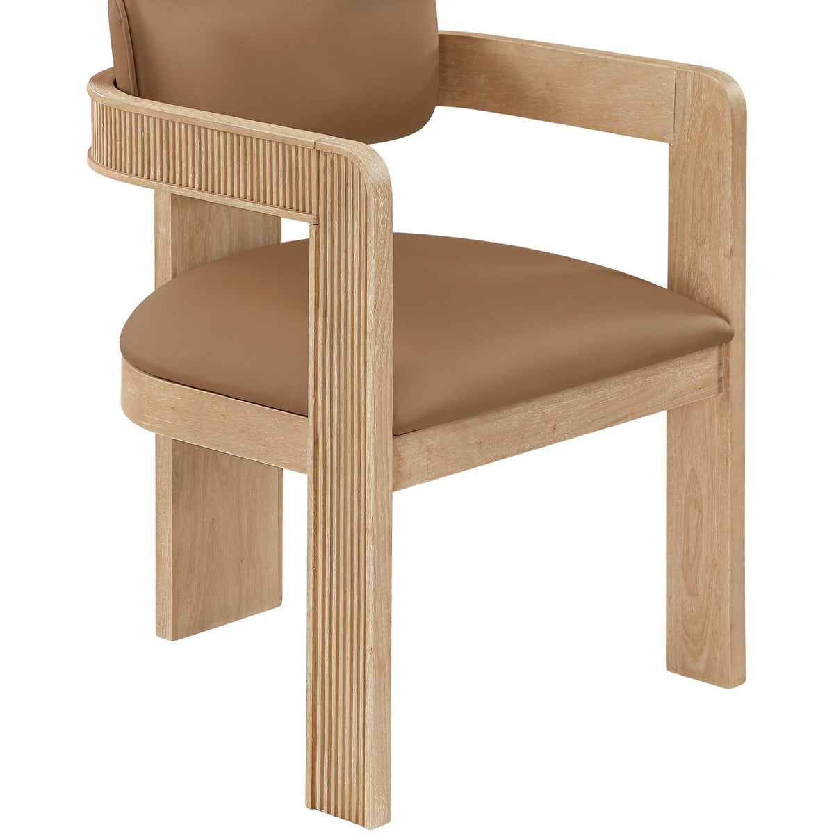Sacha Cognac Vegan Leather Upholstered Dining Chair Set of 2