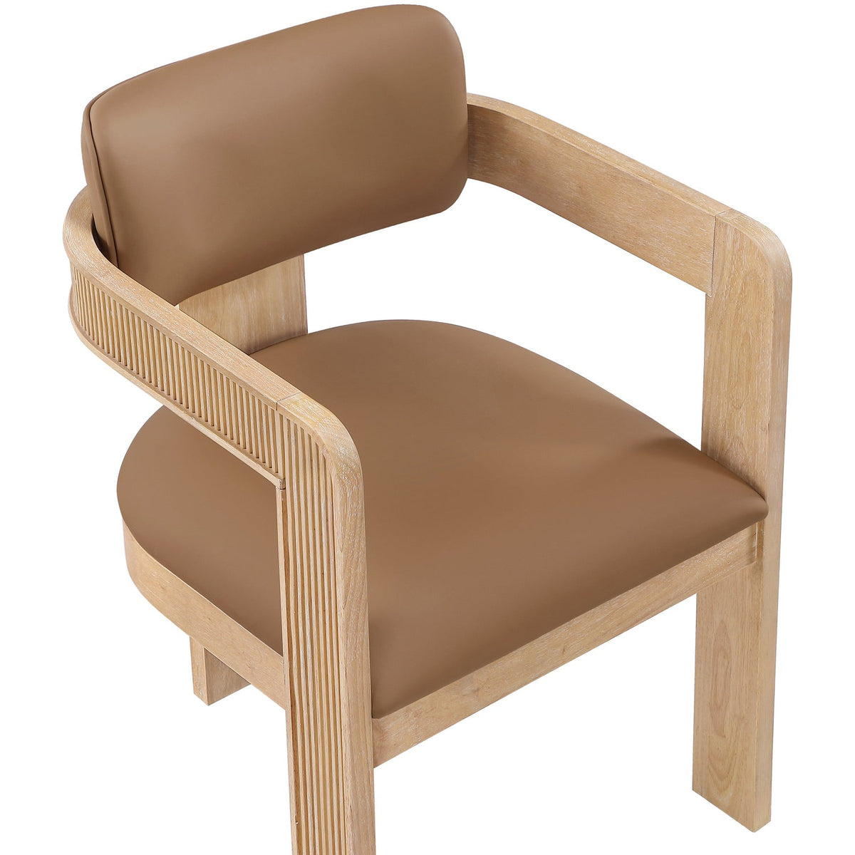 Sacha Cognac Vegan Leather Upholstered Dining Chair Set of 2