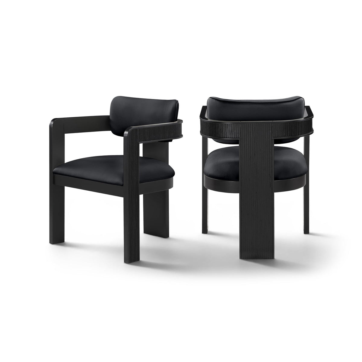 Sacha Black Vegan Leather Upholstered Dining Chair Set of 2