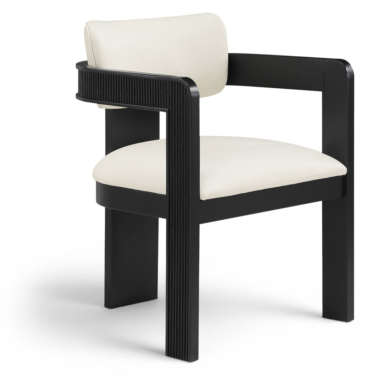 Sacha Cream Vegan Leather Upholstered Dining Chair, Set of 2 in cream vegan leather, primary product view
