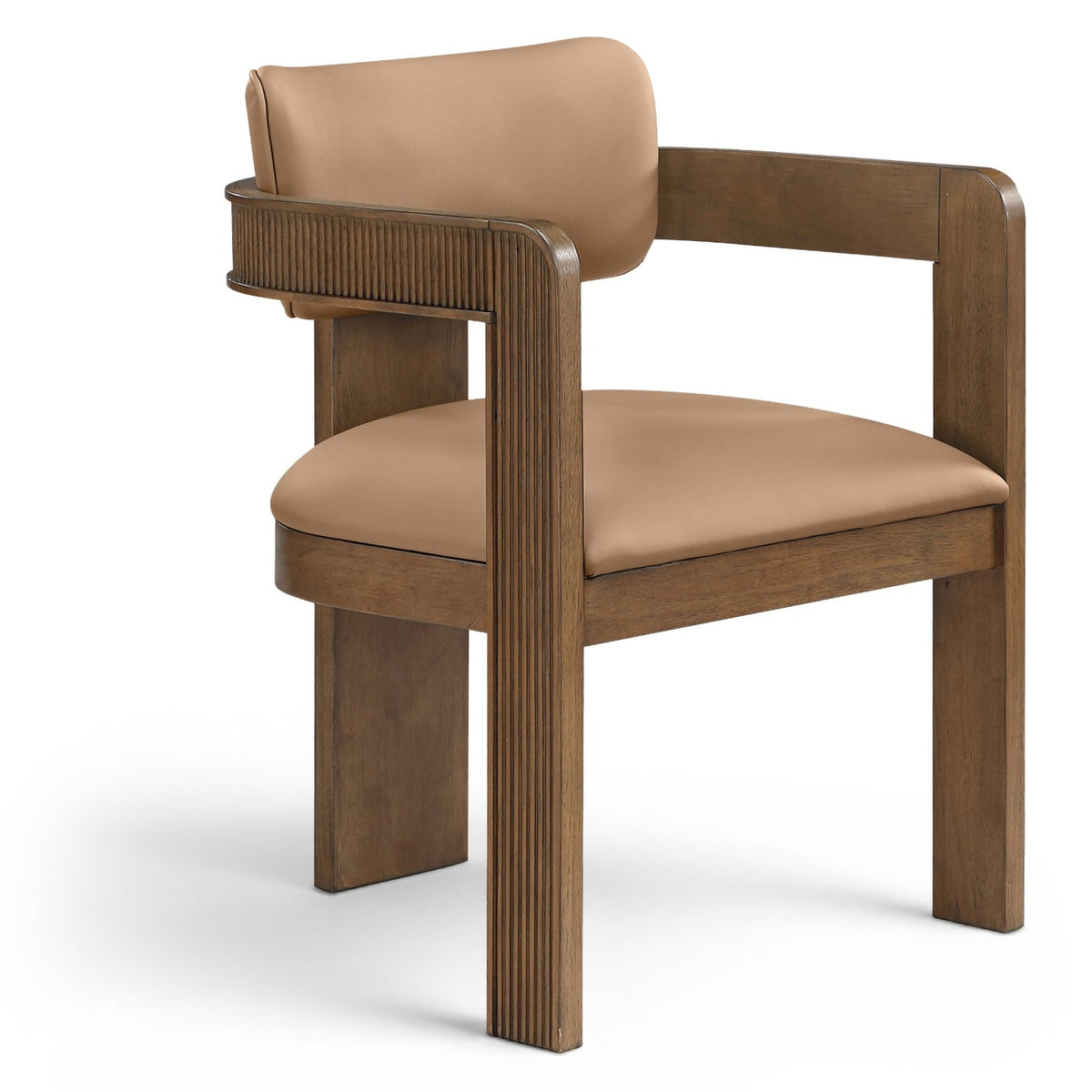 Sacha Tan Vegan Leather Upholstered Dining Chair, Set of 2 in tan vegan leather, primary product view