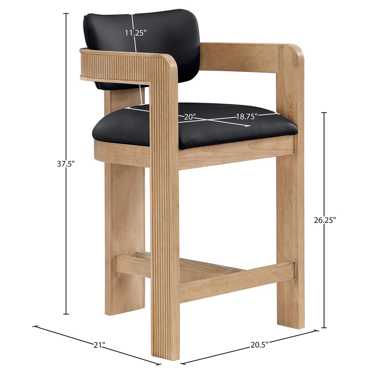 Sacha Black Vegan Leather Upholstered Counter Stool Set of 2