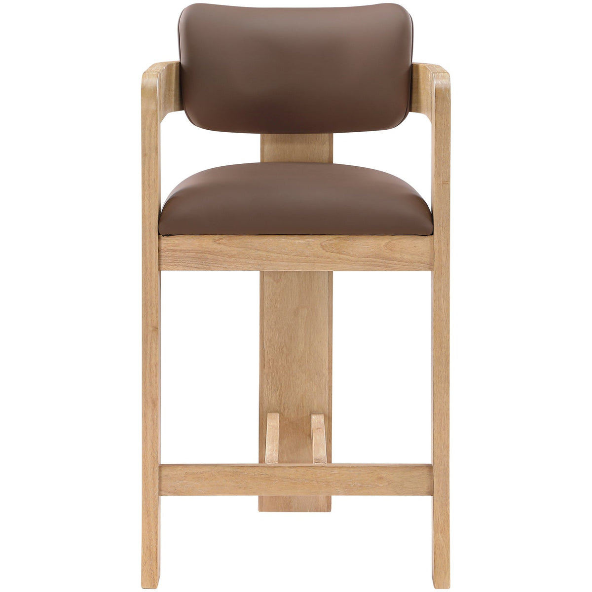 Sacha Brown Vegan Leather Upholstered Counter Stool Set of 2