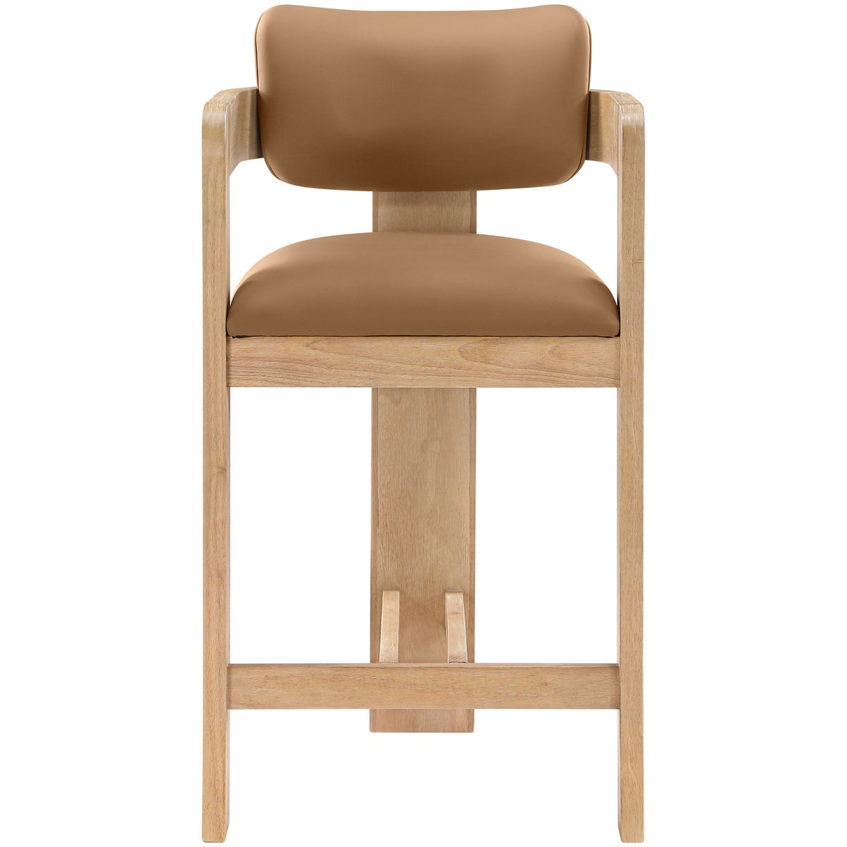 Sacha Cognac Vegan Leather Upholstered Counter Stool Set of 2
