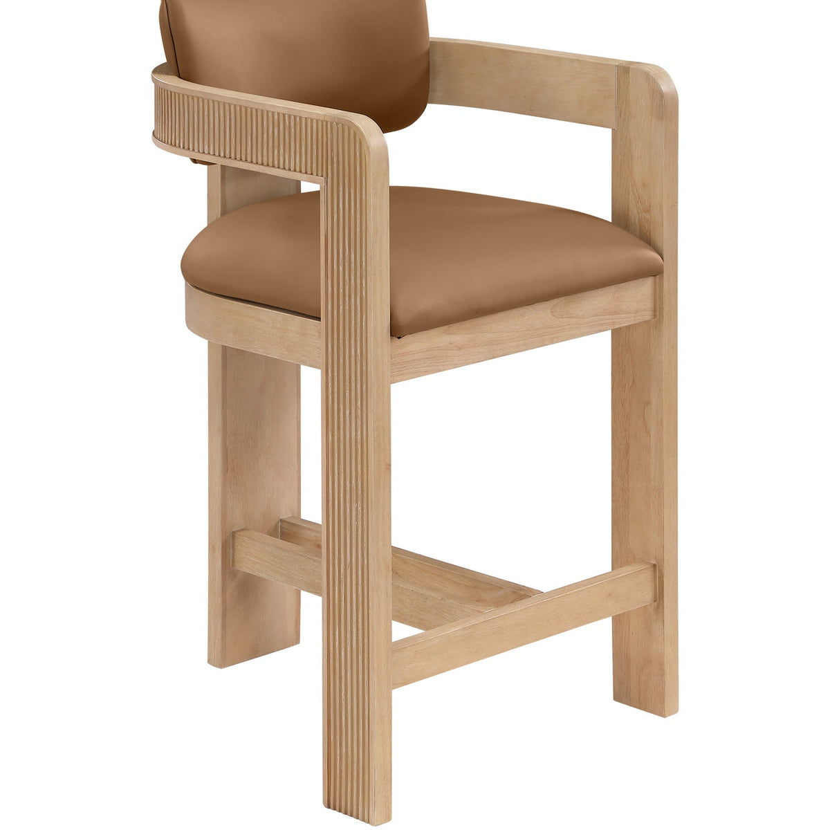 Sacha Cognac Vegan Leather Upholstered Counter Stool Set of 2