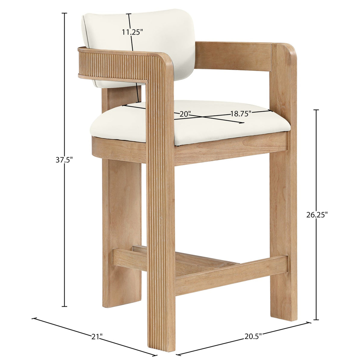 Sacha Cream Vegan Leather Upholstered Counter Stool Set of 2