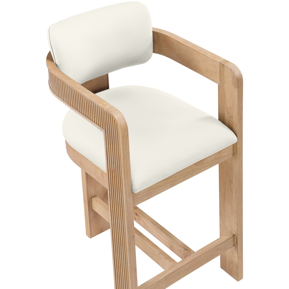 Sacha Cream Vegan Leather Upholstered Counter Stool Set of 2