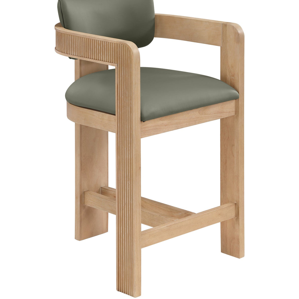 Sacha Olive Vegan Leather Upholstered Counter Stool Set of 2