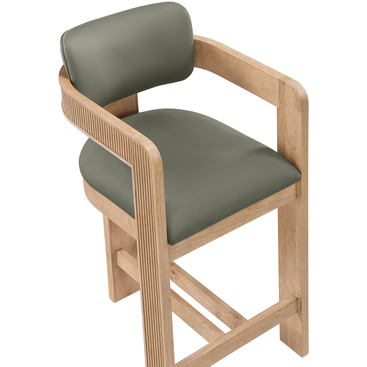 Sacha Olive Vegan Leather Upholstered Counter Stool Set of 2