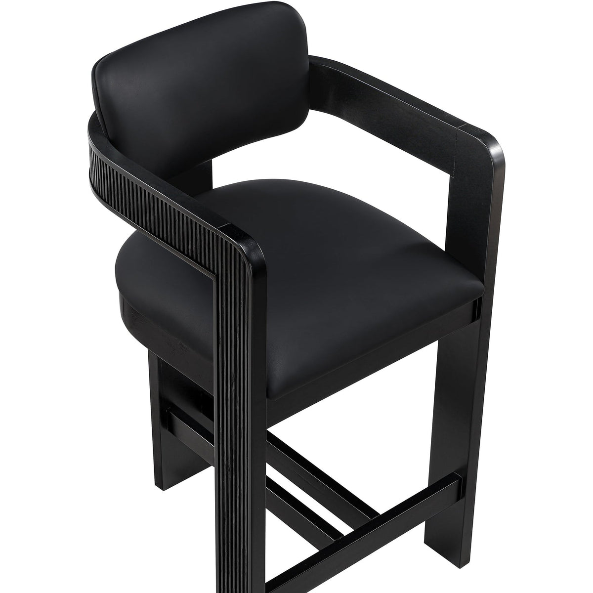Sacha Black Vegan Leather Upholstered Counter Stool Set of 2