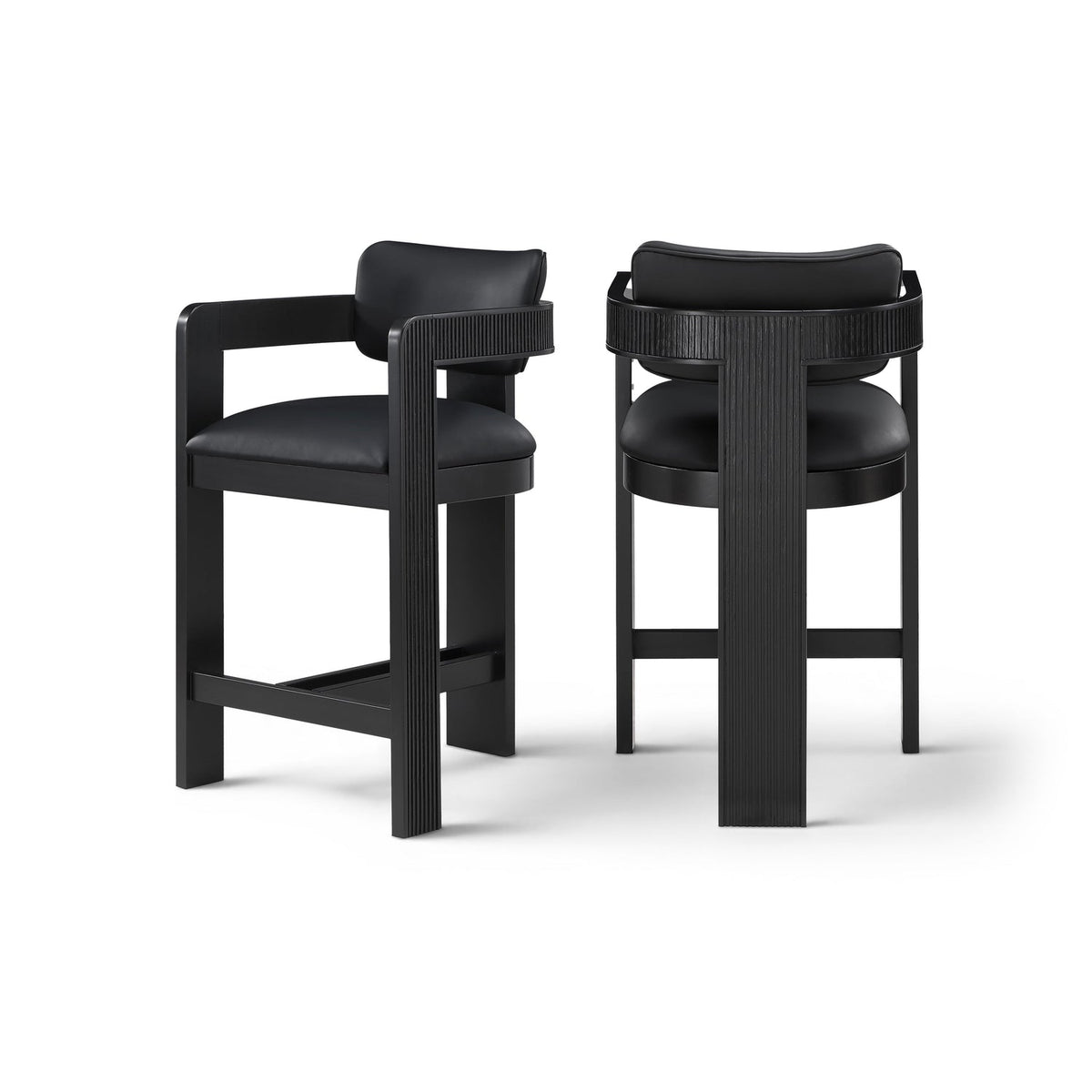 Sacha Black Vegan Leather Upholstered Counter Stool Set of 2