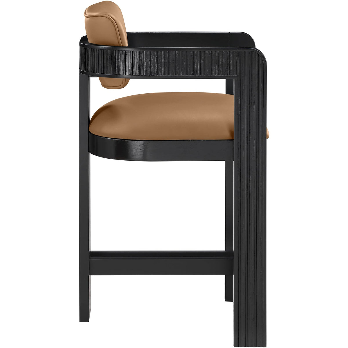 Sacha Cognac Vegan Leather Upholstered Counter Stool Set of 2