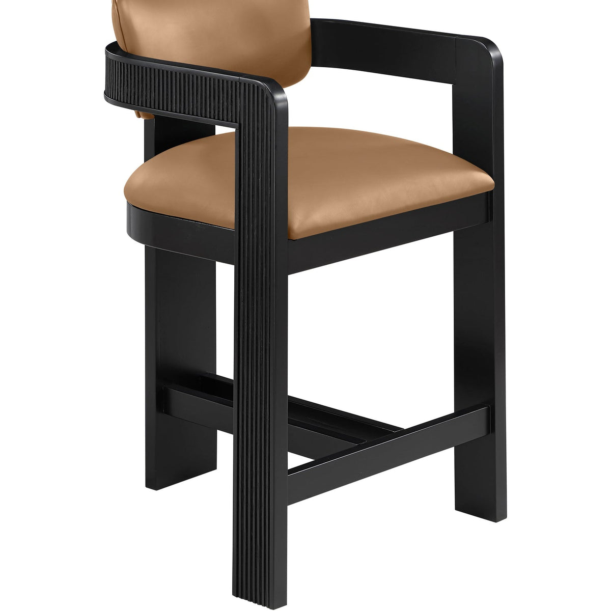 Sacha Cognac Vegan Leather Upholstered Counter Stool Set of 2