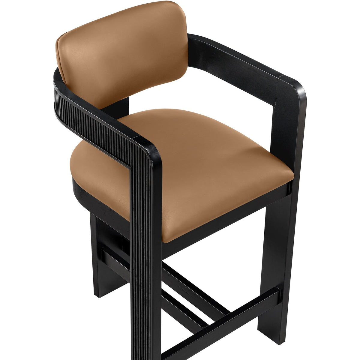 Sacha Cognac Vegan Leather Upholstered Counter Stool Set of 2