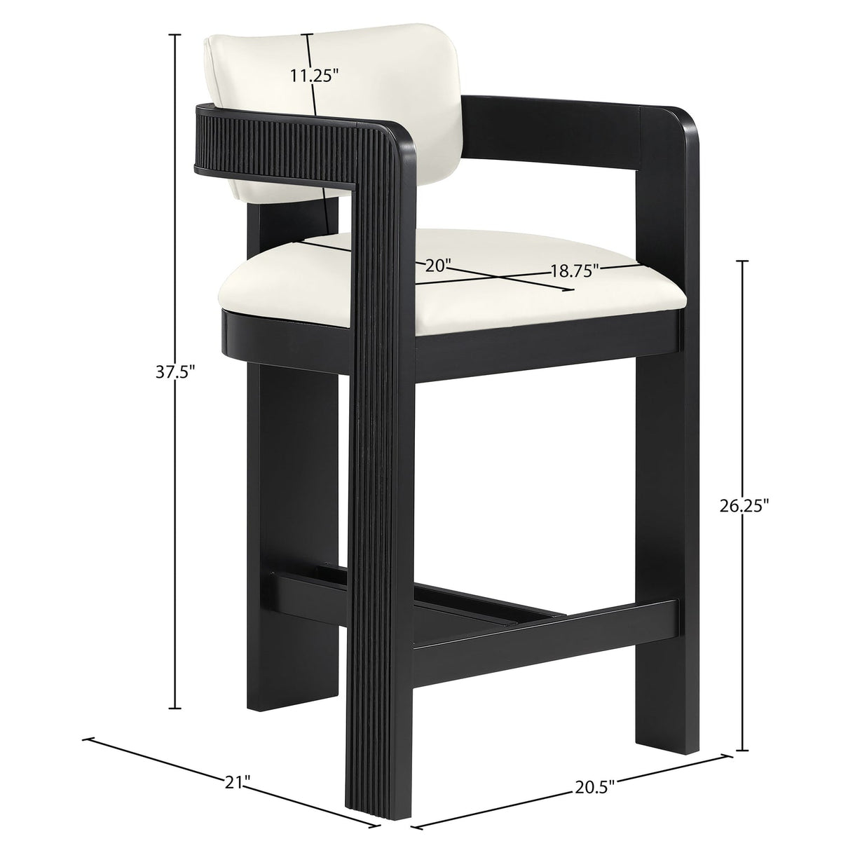 Sacha Cream Vegan Leather Upholstered Counter Stool Set of 2