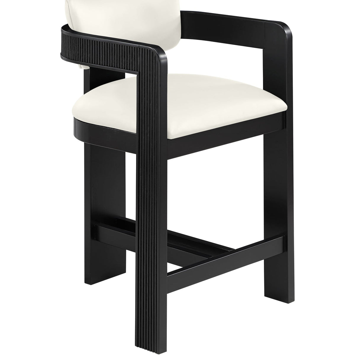 Sacha Cream Vegan Leather Upholstered Counter Stool Set of 2