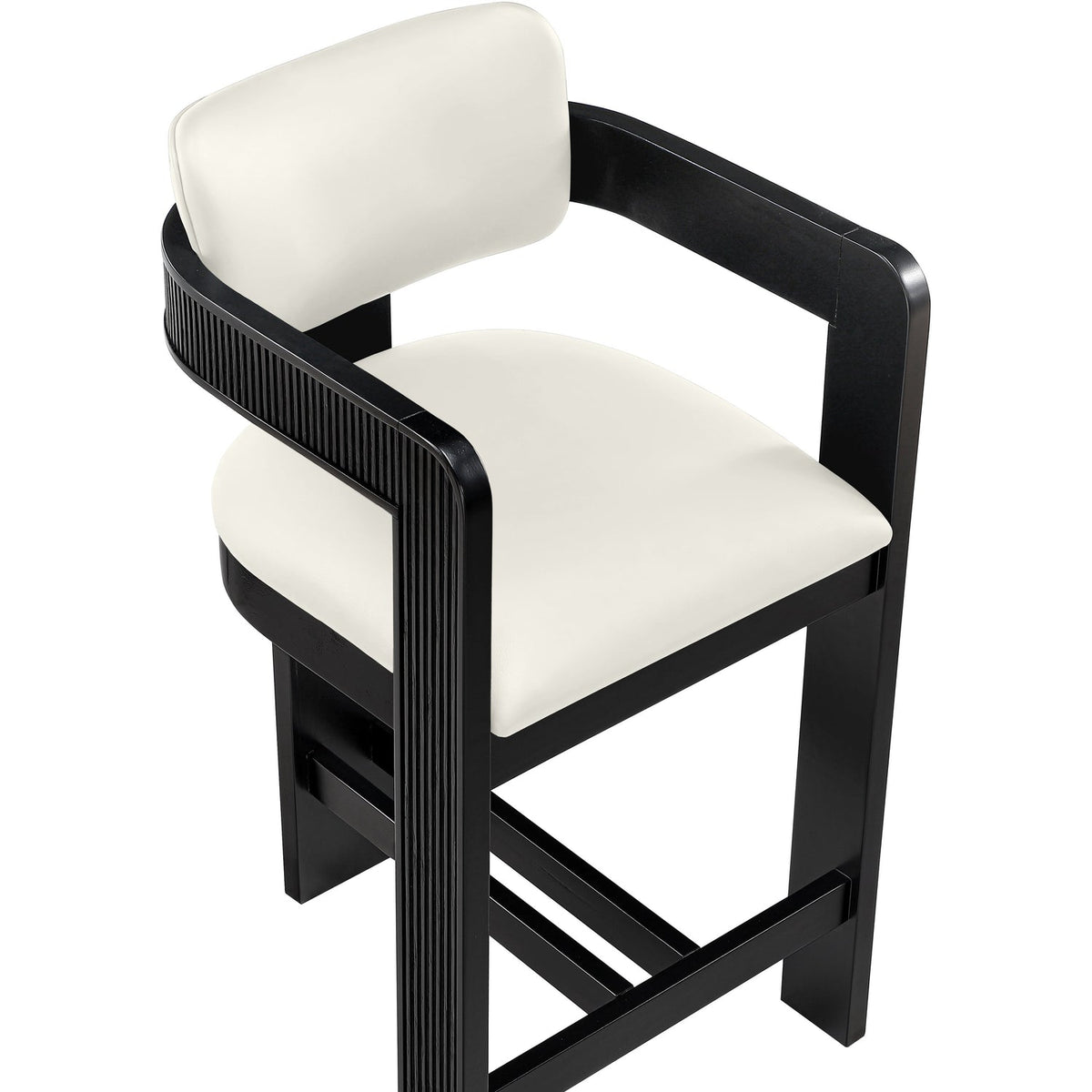 Sacha Cream Vegan Leather Upholstered Counter Stool Set of 2