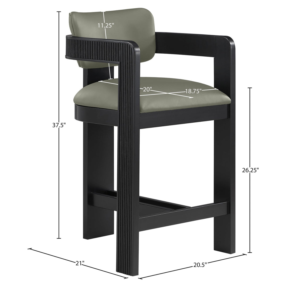 Sacha Olive Vegan Leather Upholstered Counter Stool Set of 2