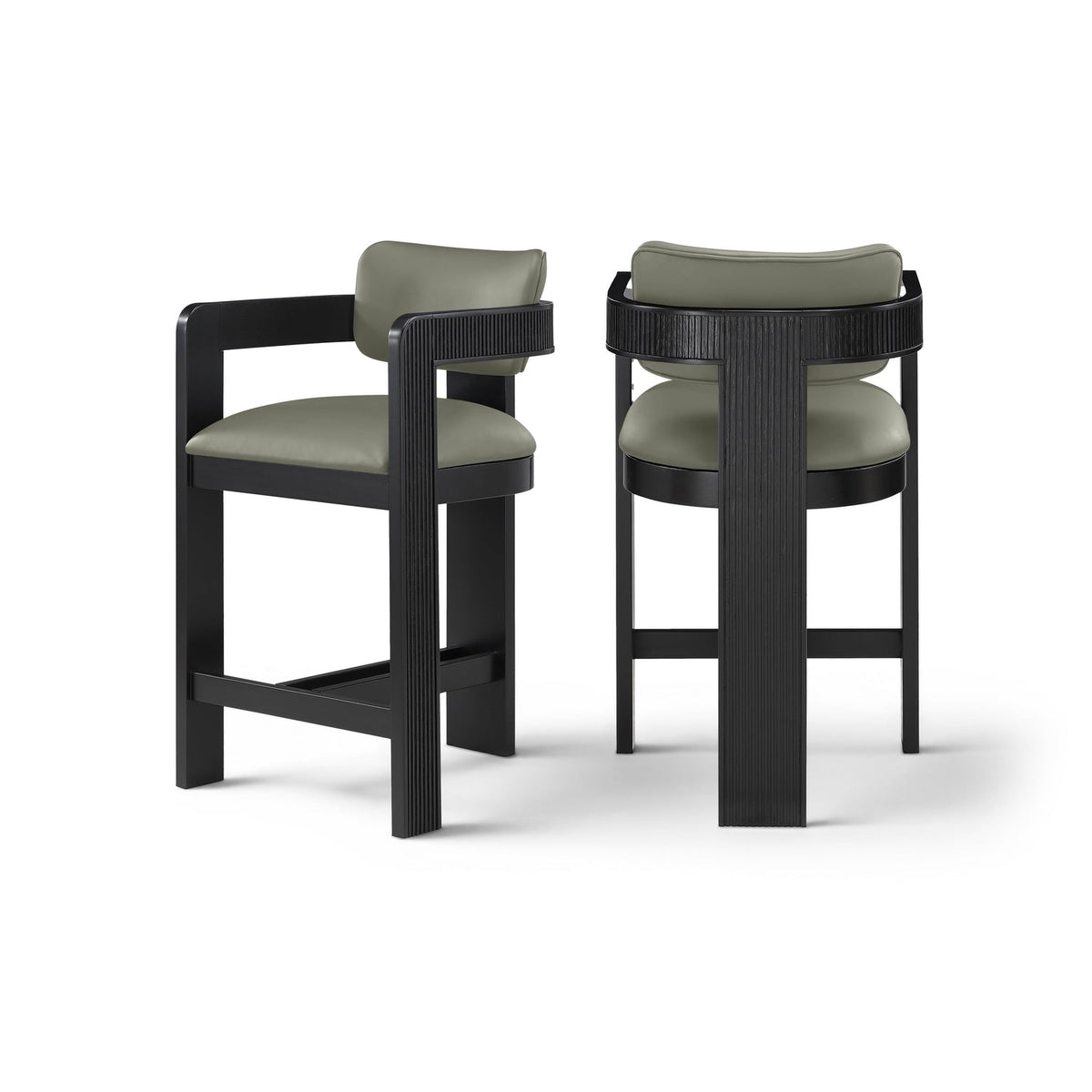Sacha Olive Vegan Leather Upholstered Counter Stool Set of 2