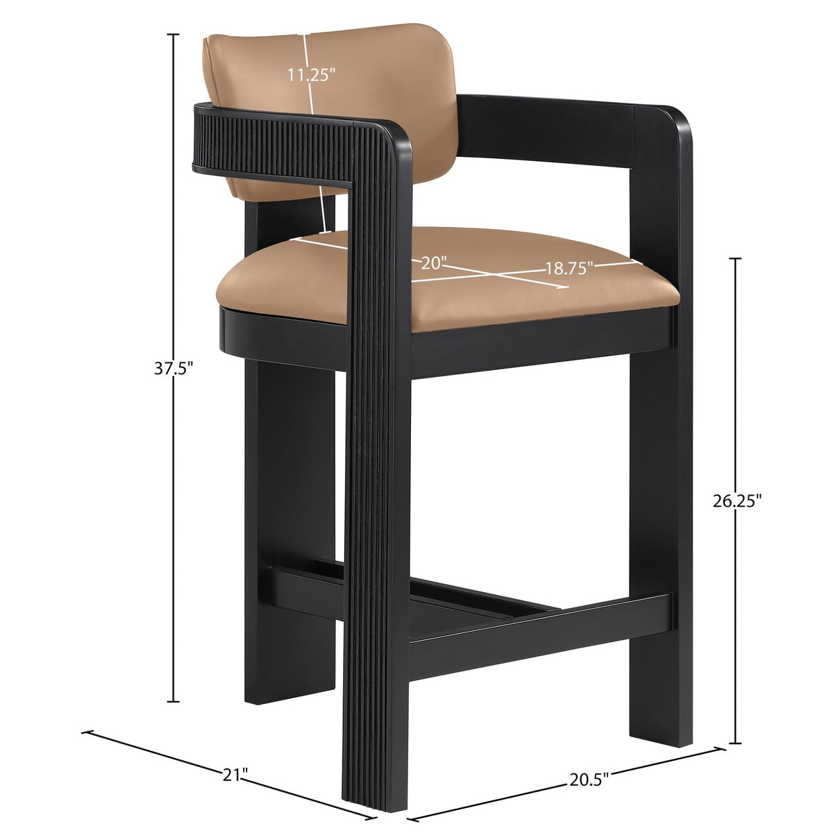 Sacha Tan Vegan Leather Upholstered Counter Stool Set of 2