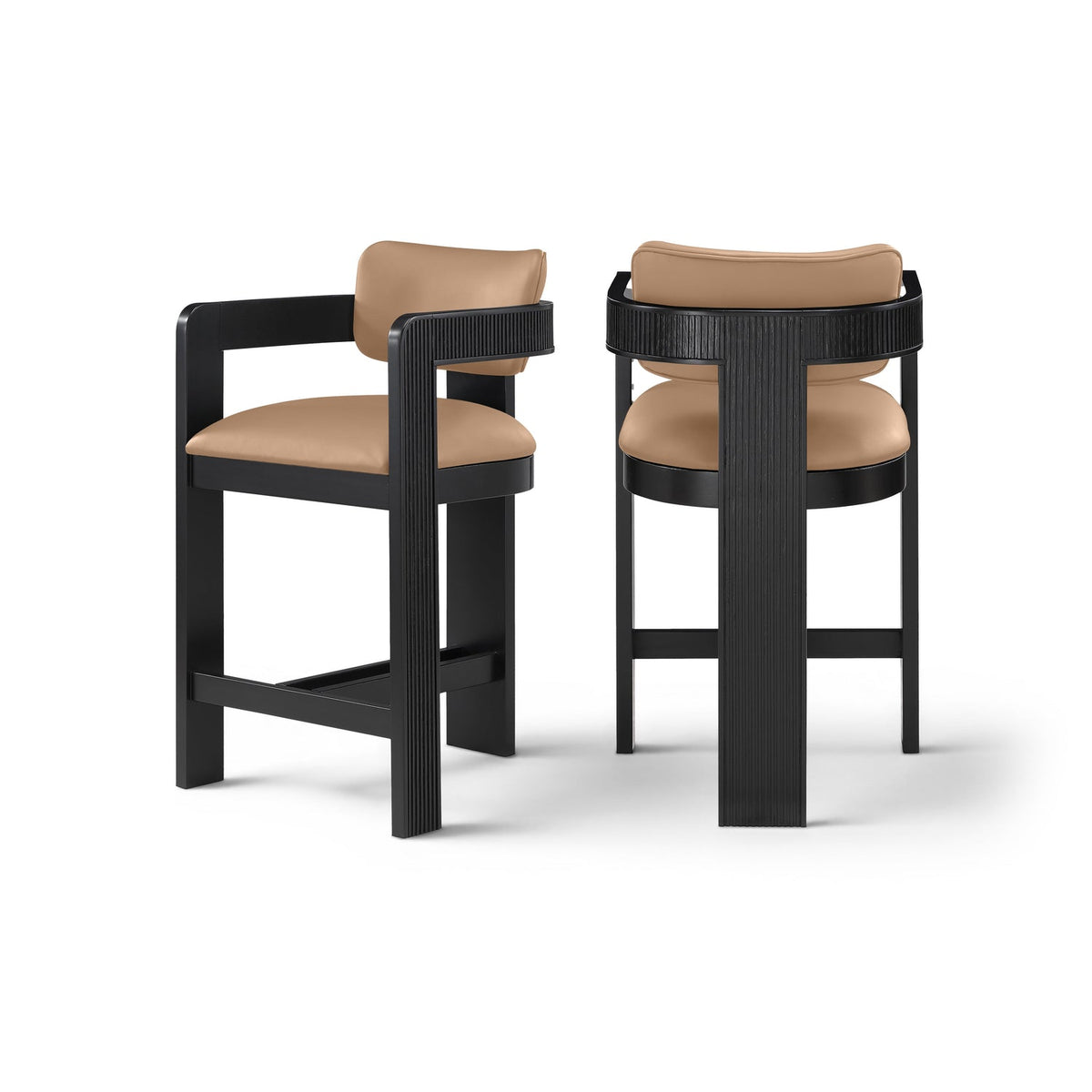 Sacha Tan Vegan Leather Upholstered Counter Stool Set of 2