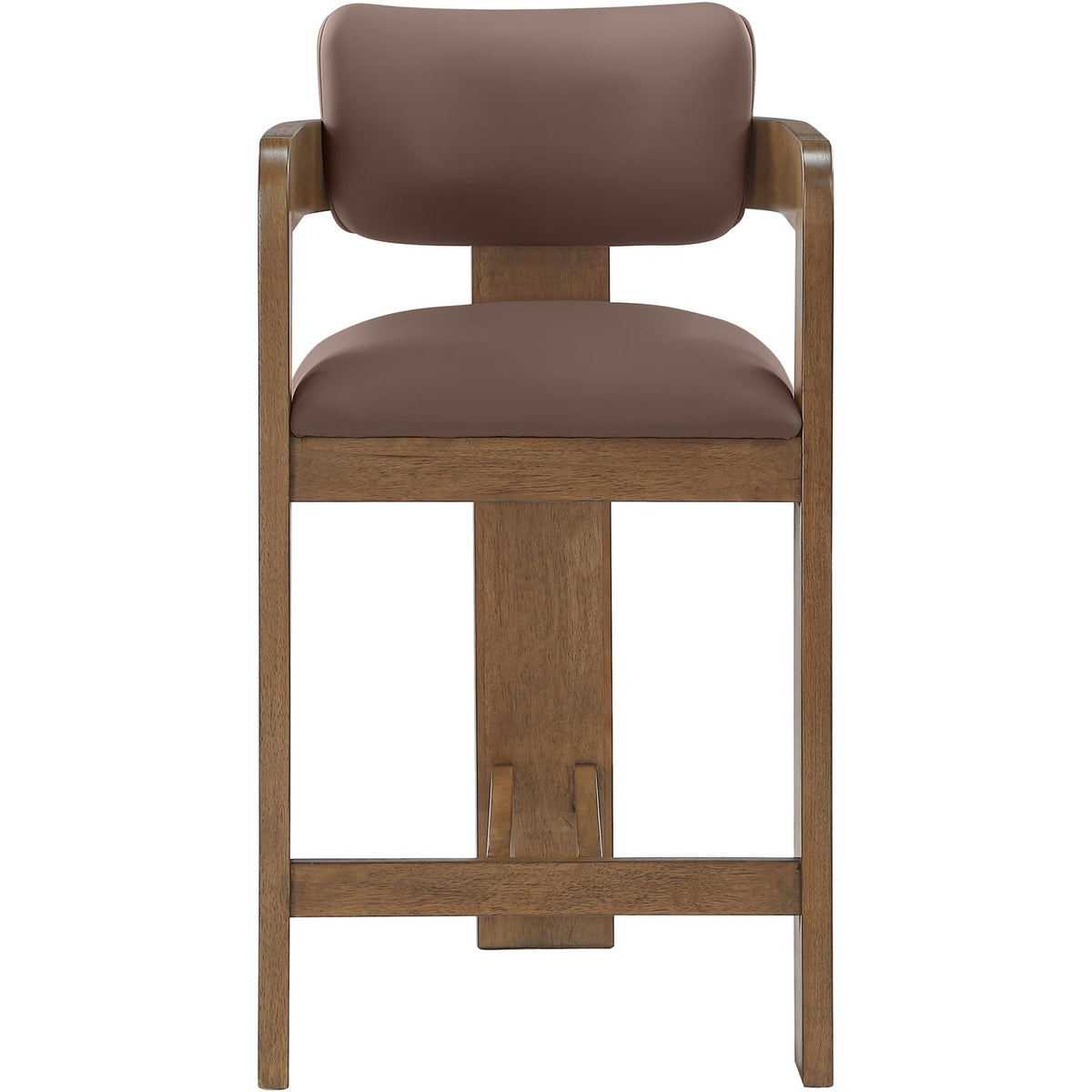 Sacha Brown Vegan Leather Upholstered Counter Stool Set of 2
