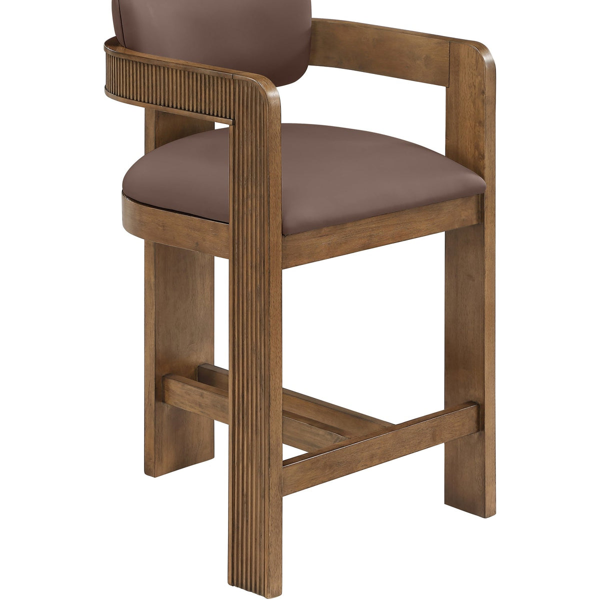 Sacha Brown Vegan Leather Upholstered Counter Stool Set of 2