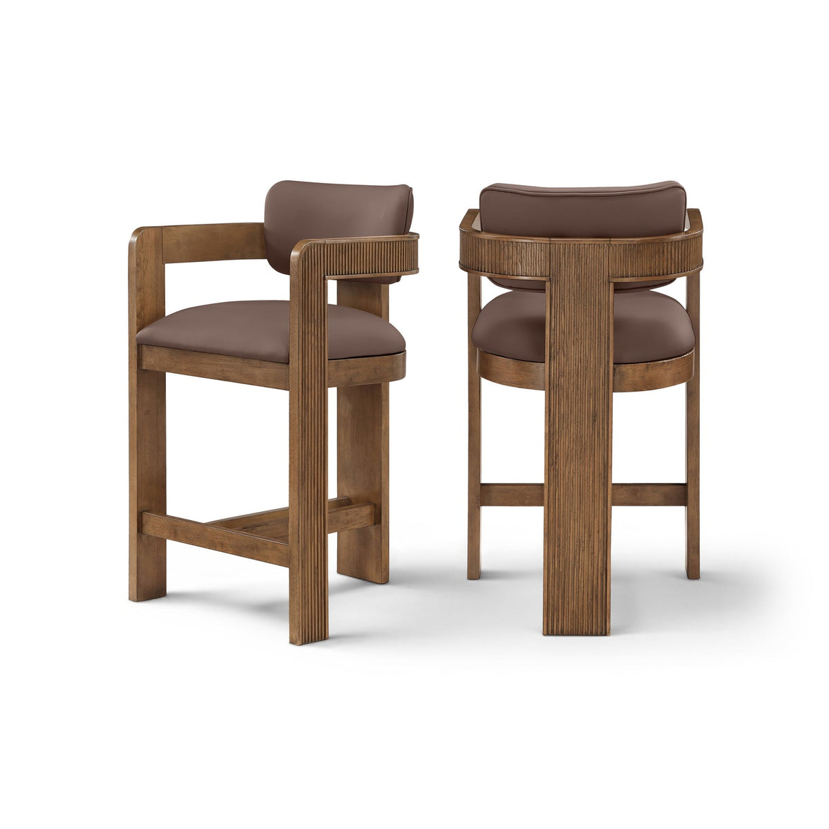 Sacha Brown Vegan Leather Upholstered Counter Stool Set of 2