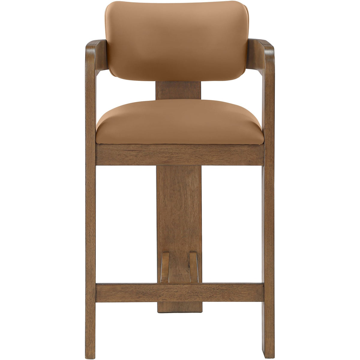 Sacha Cognac Vegan Leather Upholstered Counter Stool Set of 2