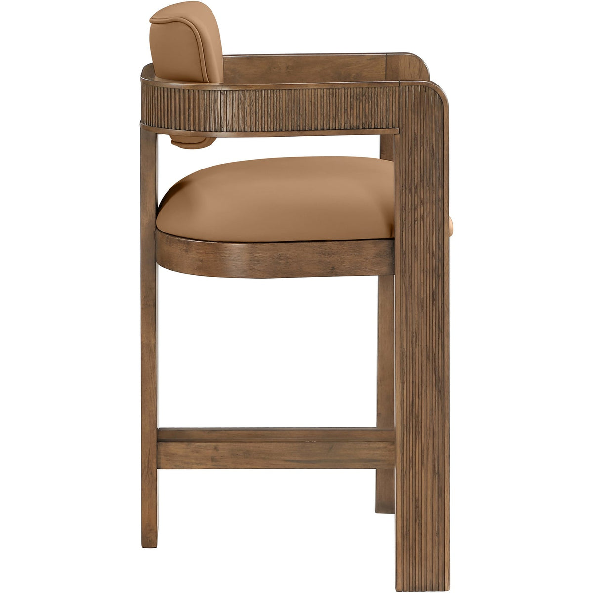 Sacha Cognac Vegan Leather Upholstered Counter Stool Set of 2
