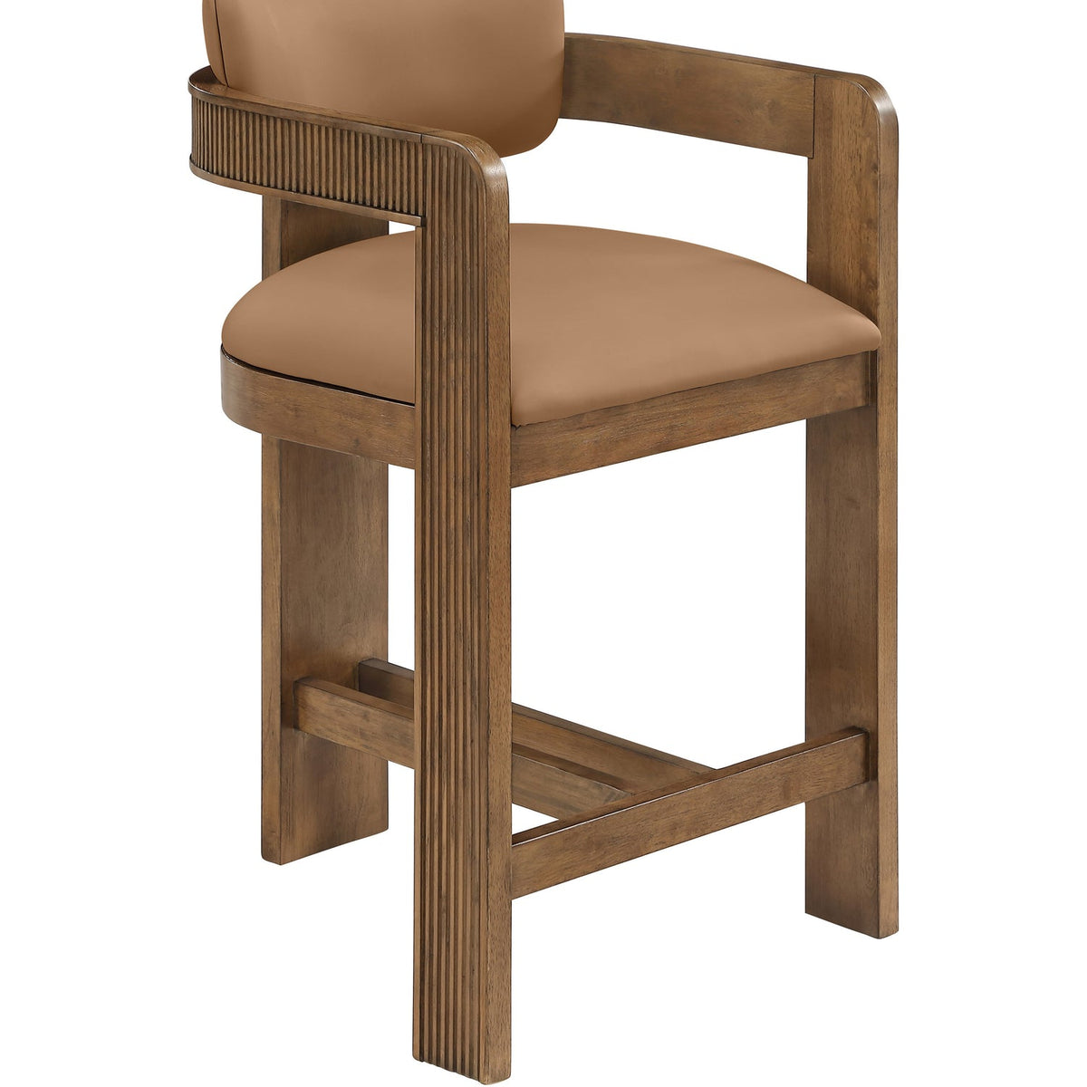 Sacha Cognac Vegan Leather Upholstered Counter Stool Set of 2