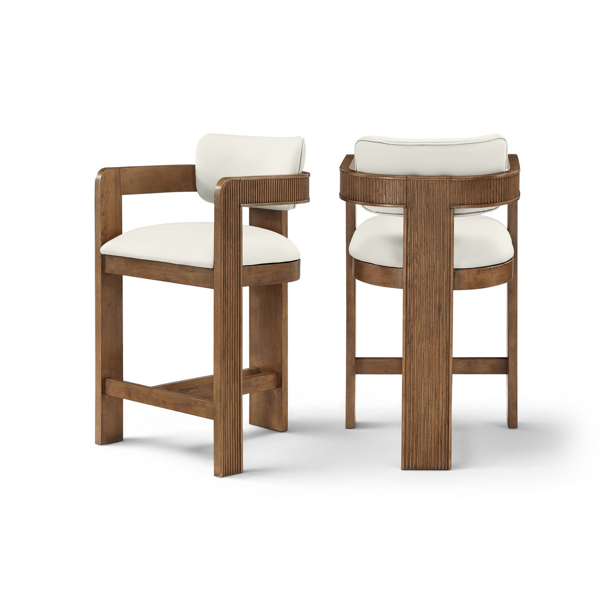 Sacha Cream Vegan Leather Upholstered Counter Stool Set of 2