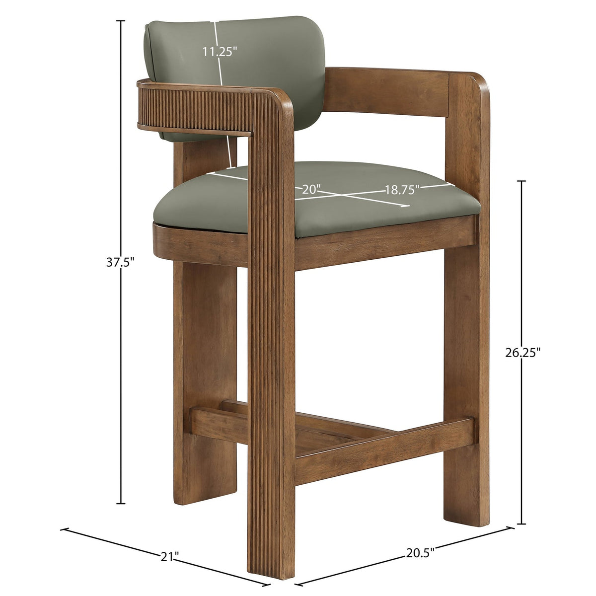 Sacha Olive Vegan Leather Upholstered Counter Stool Set of 2